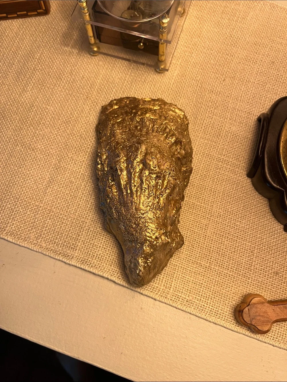 Gold decoupage oyster shell